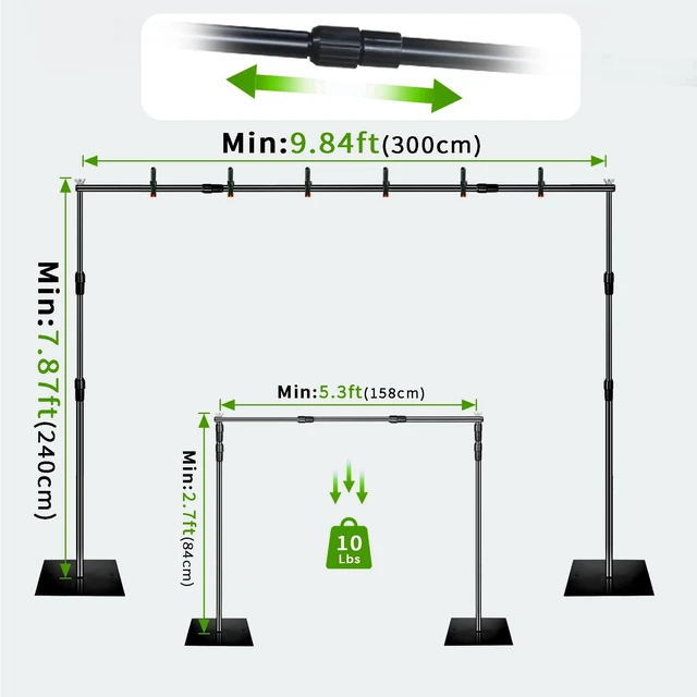 Alt view image 2 of 7 - LOOWVY 8x10 FT Green Screen Backdrop Kit with Stand, Portable Green Screen Background Support System, Premium Polyester Backdrop for Video Recording, Photography Studio, Virtual Backgrounds, Events