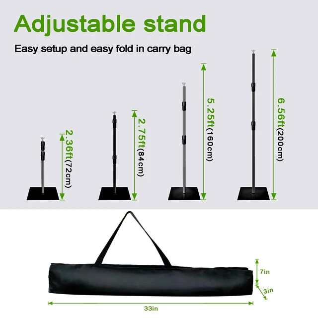 Alt view image 3 of 7 - LOOWVY 8x10 FT Green Screen Backdrop Kit with Stand, Portable Green Screen Background Support System, Premium Polyester Backdrop for Video Recording, Photography Studio, Virtual Backgrounds, Events