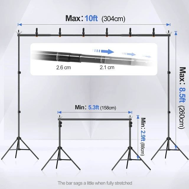 Alt view image 2 of 6 - EMART Backdrop Stand 10x8.5FT Adjustable Back Drop Stand for Party Events | Background Stand Backdrop with 8 Clamps, 2 Sandbags for Photography, Wedding, Baby Shower, Birthday Decoration, Photo Studio