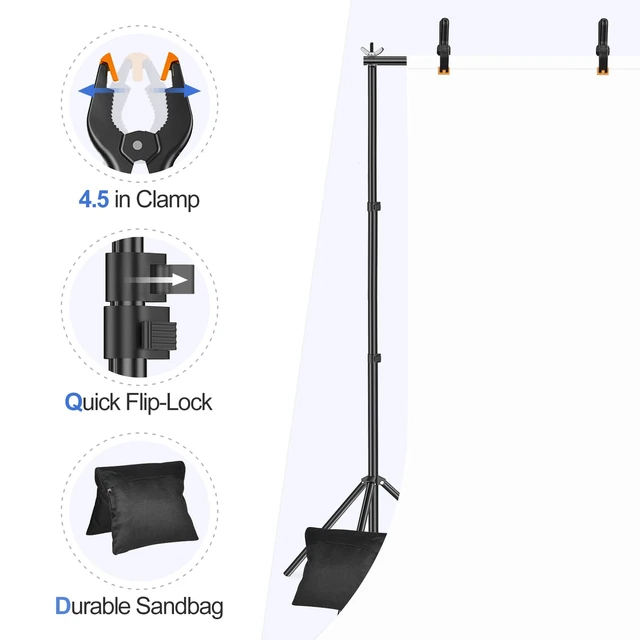 Alt view image 5 of 6 - EMART Backdrop Stand 10x8.5FT Adjustable Back Drop Stand for Party Events | Background Stand Backdrop with 8 Clamps, 2 Sandbags for Photography, Wedding, Baby Shower, Birthday Decoration, Photo Studio