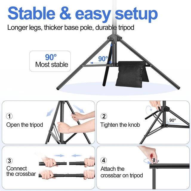 Alt view image 4 of 6 - EMART Backdrop Stand 10x8.5FT Adjustable Back Drop Stand for Party Events | Background Stand Backdrop with 8 Clamps, 2 Sandbags for Photography, Wedding, Baby Shower, Birthday Decoration, Photo Studio