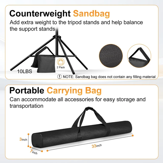 Alt view image 6 of 7 - GLOSHOOTING Backdrop Stand 10x10ft, Back Drop Stand for Party | Adjustable Photo Background Stand Support Kit with 6 Clamps, 2 Sandbags and Carry Bag for Parties Wedding Photography