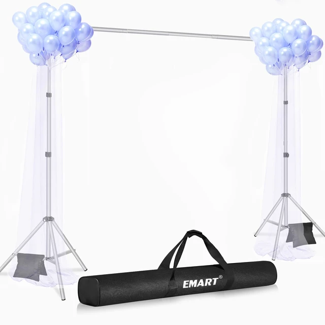 Alt view image 2 of 7 - EMART Backdrop Stand 10x8.5FT Adjustable Back Drop Stand for Party -Silver | Background Stand Backdrop with 8 Clamps, 2 Sandbags for Photography, Wedding, Baby Shower, Events Decoration, Photo Studio