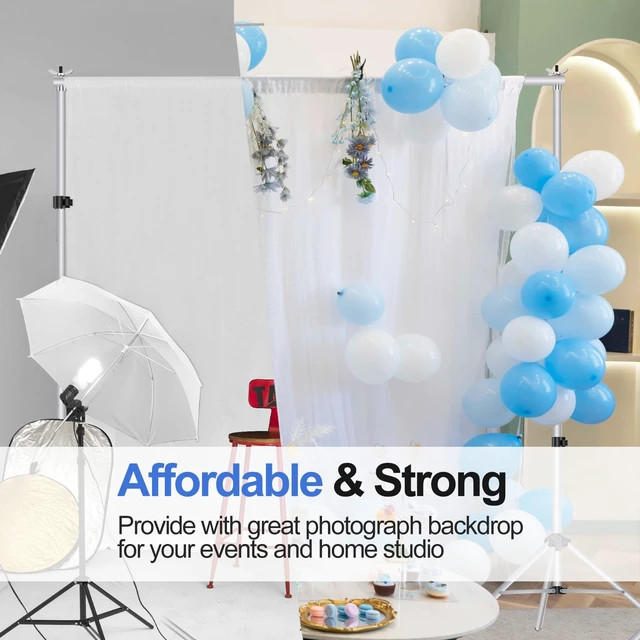 Alt view image 7 of 7 - EMART Backdrop Stand 10x8.5FT Adjustable Back Drop Stand for Party -Silver | Background Stand Backdrop with 8 Clamps, 2 Sandbags for Photography, Wedding, Baby Shower, Events Decoration, Photo Studio