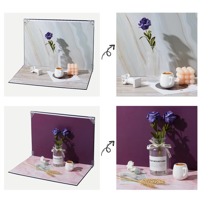 Alt view image 2 of 7 - Product Photography Backdrops, 16x11.5 Inch Photo Backdrop Board Kit, 8Pcs 16 Patterns with 2Pcs Photo Shadow Maker for Makeup Product Shooting, Food Jewelry Cosmetics Photography