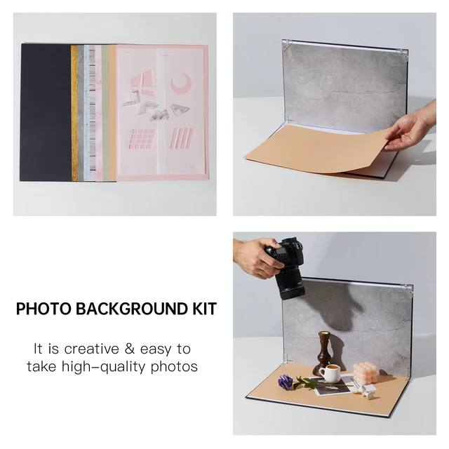 Alt view image 4 of 7 - Product Photography Backdrops, 16x11.5 Inch Photo Backdrop Board Kit, 8Pcs 16 Patterns with 2Pcs Photo Shadow Maker for Makeup Product Shooting, Food Jewelry Cosmetics Photography