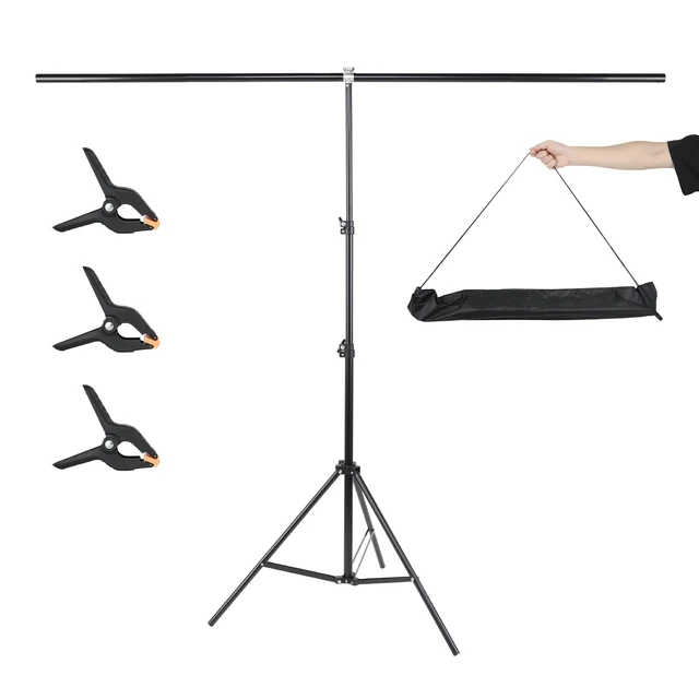 Main image of UTEBIT 3.5X6.5ft T-Shaped Backdrop Stand Support Kit with 3 Spring Clamps | Portable Photography Background Stand Videography Studio Green Screen T-Style Muslin Backdrops Stand for Parties Photo Video