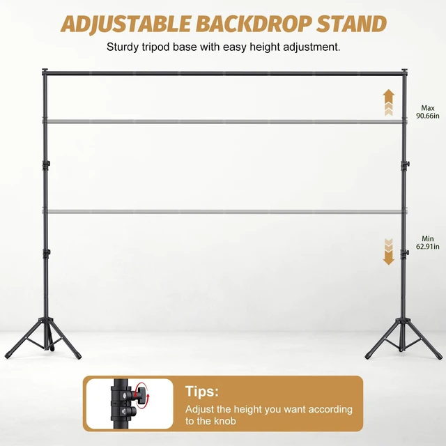 Alt view image 2 of 7 - Forlogic 10x7.5Ft Backdrop Stand, Protable Adjustable Photo Back Drop Stand for Party, Photography, Banner Stand (Includes Six Background Stand Clamps)