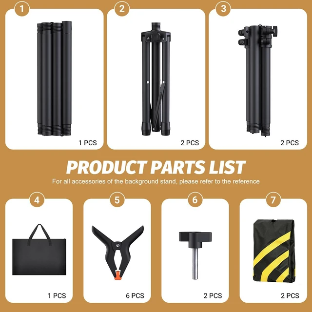 Alt view image 5 of 7 - Forlogic 10x7.5Ft Backdrop Stand, Protable Adjustable Photo Back Drop Stand for Party, Photography, Banner Stand (Includes Six Background Stand Clamps)