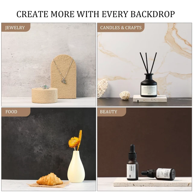 Alt view image 7 of 7 - MDAOCRY 16 x 11.5 in Product Photography Backdrops, 12 Sheets, 24 Patterns | Compact Double-Sided Backdrops for Food, Jewelry, Cosmetics, Candles, Crafts and Content Creation