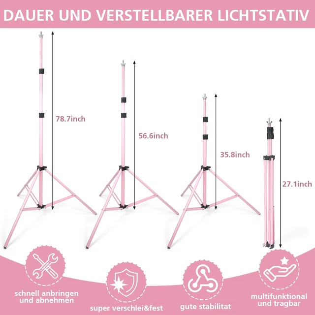 Alt view image 2 of 7 - LDGHO Backdrop Stand 10x7ft(WxH) Photo Studio Adjustable Background Stand Support kit with 2 Crossbars, 6 Clamps, 2 Sandbags and Carry Bag for Parties, Events Decoration, Wedding, Photography (Pink)