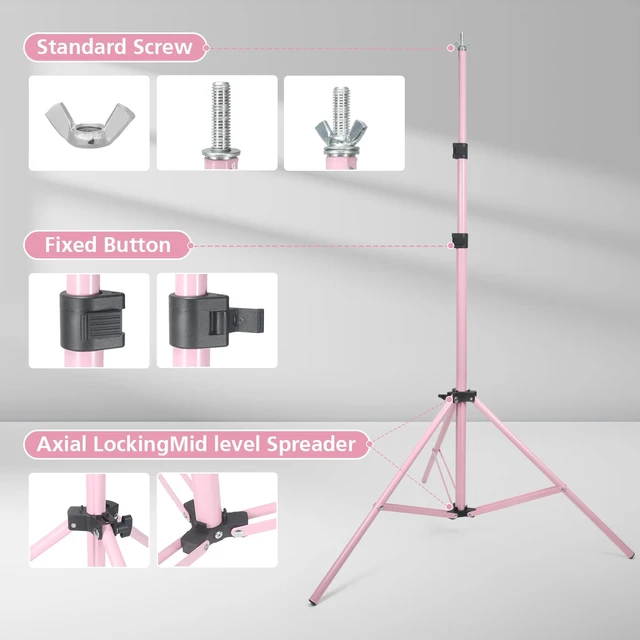 Alt view image 4 of 7 - LDGHO Backdrop Stand 10x7ft(WxH) Photo Studio Adjustable Background Stand Support kit with 2 Crossbars, 6 Clamps, 2 Sandbags and Carry Bag for Parties, Events Decoration, Wedding, Photography (Pink)