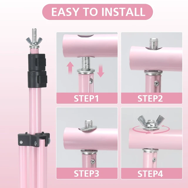 Alt view image 5 of 7 - LDGHO Backdrop Stand 10x7ft(WxH) Photo Studio Adjustable Background Stand Support kit with 2 Crossbars, 6 Clamps, 2 Sandbags and Carry Bag for Parties, Events Decoration, Wedding, Photography (Pink)