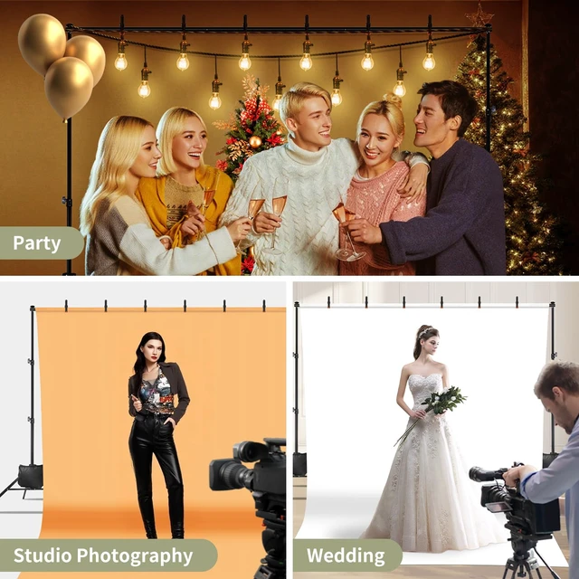 Alt view image 6 of 6 - Backdrop Stand 10x7ft(WxH) Photo Studio Adjustable Backdrop Stand Kit Photography Backdrops with 4 Crossbars, 6 Clamps, 4 Spring Clip, 2 Sandbags and Carry Bag for Parties/Wedding/Photography