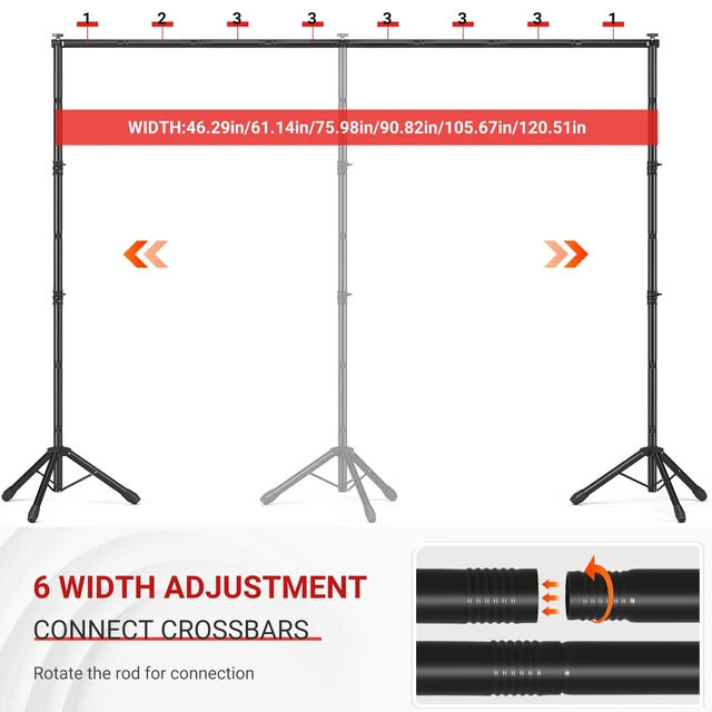 Alt view image 2 of 7 - JSungo 10x8.5 FT Backdrop Stand for Parties, Adjustable Photo Backdrop Stand Kit with Carrying Bag, Portable Background Stand Backdrop for Wedding, Photoshoot, and Photo Studio