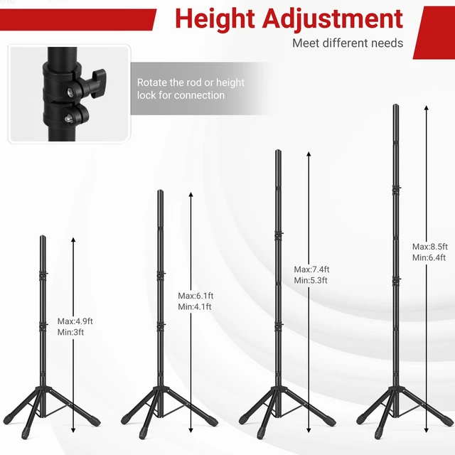 Alt view image 3 of 7 - JSungo 10x8.5 FT Backdrop Stand for Parties, Adjustable Photo Backdrop Stand Kit with Carrying Bag, Portable Background Stand Backdrop for Wedding, Photoshoot, and Photo Studio