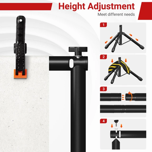 Alt view image 5 of 7 - JSungo 10x8.5 FT Backdrop Stand for Parties, Adjustable Photo Backdrop Stand Kit with Carrying Bag, Portable Background Stand Backdrop for Wedding, Photoshoot, and Photo Studio