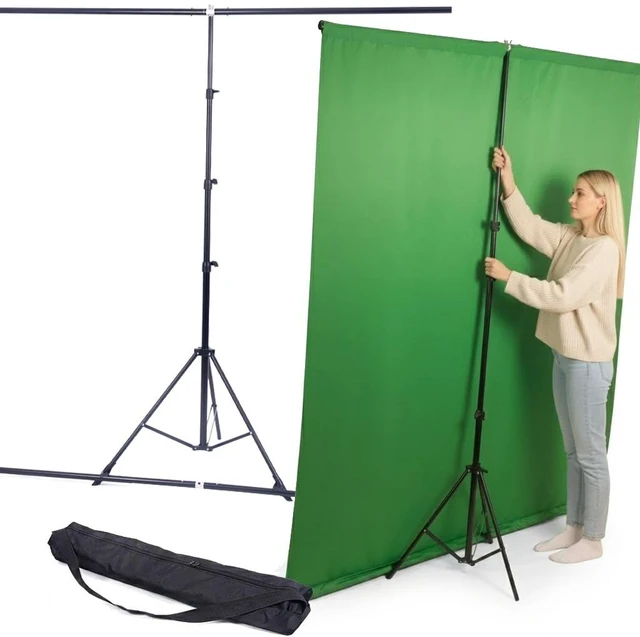 Main image of Geoqueho Green Screen Stand Kit 6.5x8ft Pro | Double Crossbar Backdrop Support System for Streaming Interviews Zoom | Wrinkle-Free Chromakey Background for Photography Video | Portable Studio Setup