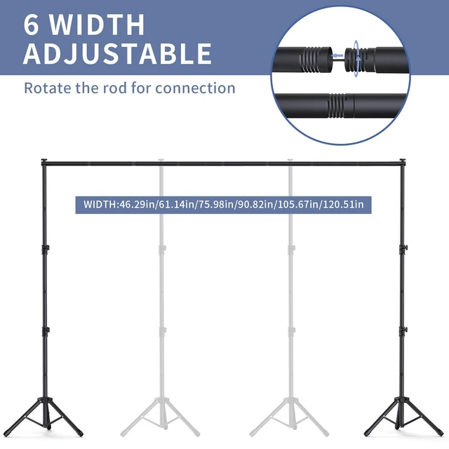 Alt view image 4 of 7 - Backdrop Stand 10x7.5ft, Height Adjustable and Width Adjustable Backdrop Stand, Back Drop Stand for Balloon Arch, Photo, Parties