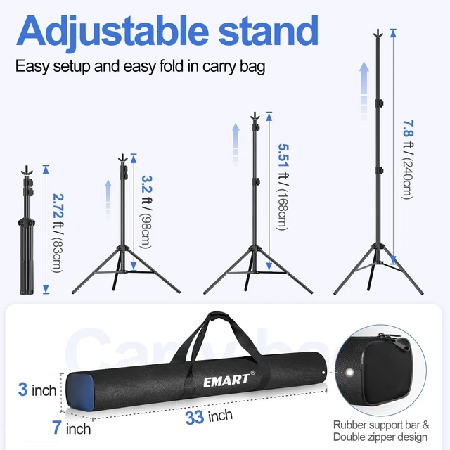Alt view image 3 of 6 - EMART Backdrop Stand 10x7.8FT Adjustable Back Drop Stand for Party Events | Background Stand Backdrop with 8 Clamps, 2 Sandbags for Photography, Wedding, Baby Shower, Birthday Decoration, Photo Studio