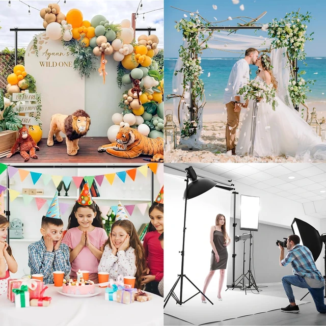 Alt view image 5 of 6 - Photo Backdrop Stand, 6.5ft x 10ft Adjustable Photography Background Stands | Support System Kit with Metal Flat Base for Birthday Parties, Baby Shower, Wedding, Video Studio
