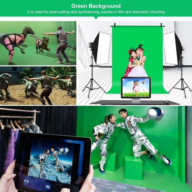 Alt view image 7 of 7 - Green Screen Backdrop Kit with Stand, PULUZ 3.2x6.5ft Portable GreenScreen Background Stand, T-Shape Green Screen Stand kit with Clamp Carrying Bag for Streaming Video and Photography Shoots