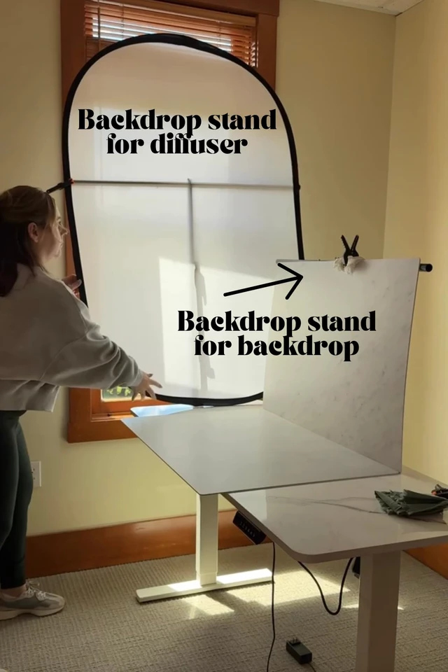 Alt view image 7 of 7 - Bessie Bakes Backdrops Photography Backdrop Stand with Table Clamp, 39-Inch Crossbar, Adjustable up to 3ft Tall, Ideal for Food Photography, Product Photography & Content Creation