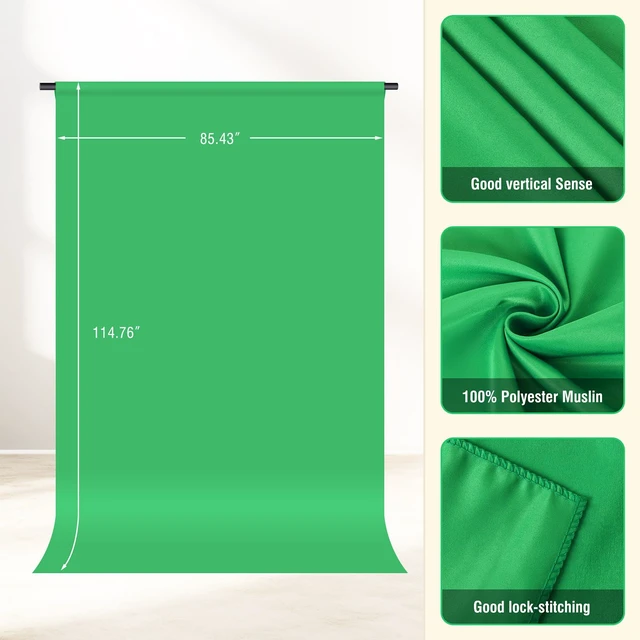 Alt view image 2 of 7 - Forlogic Green Screen Backdrop Kit with Stand, 8x5.3ft Portable GreenScreen Background Stand for Streaming Video and Photography Shoots