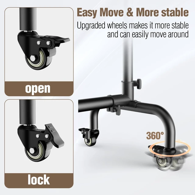 Alt view image 4 of 7 - EMART 10 x7.5ft Rolling Backdrop Stand with Wheels, Adjustable and Moveable | Moveable Base, Thickened Pole, Banner Background Holder for Wedding, Party Decoration, Video Recording, Studio Photography