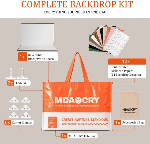 Alt view image 3 of 7 - MDAOCRY 23 x 35 in Product Photography Backdrops, 12 Sheets, 24 Patterns | Double-Sided, Water-Resistant Backdrops for Food, Jewelry, Cosmetics, Crafts, Flat Lays and Content Creation