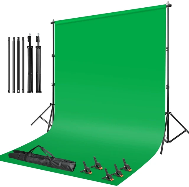 Main image of Green Screen Backdrop Kit,10 x 6.5 FT Heavy Duty Stand for Photography | Portable Green Screen Kit, 5 Clamps, Carrying Bag for Photography, Video Recording, Live Streaming, Gaming and Zoom Meetings