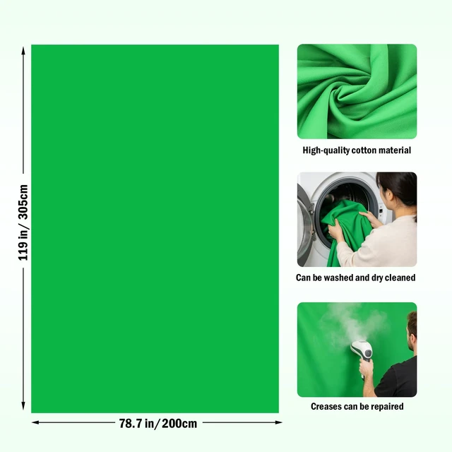 Alt view image 4 of 7 - Green Screen Backdrop Kit,10 x 6.5 FT Heavy Duty Stand for Photography | Portable Green Screen Kit, 5 Clamps, Carrying Bag for Photography, Video Recording, Live Streaming, Gaming and Zoom Meetings