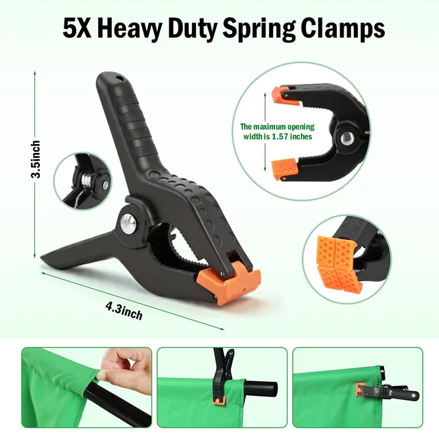 Alt view image 5 of 7 - Green Screen Backdrop Kit,10 x 6.5 FT Heavy Duty Stand for Photography | Portable Green Screen Kit, 5 Clamps, Carrying Bag for Photography, Video Recording, Live Streaming, Gaming and Zoom Meetings
