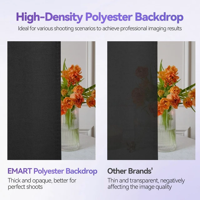 Alt view image 3 of 7 - EMART 7x10 FT Photo Backdrop Stand Kit with 6x9FT Black Backdrop, Studio | Background Stand Backdrop-Black, 6Clamps&Clip, 2Sandbsgs for Photography Studio, Video Recording, Live Stream, Zoom, Portrait