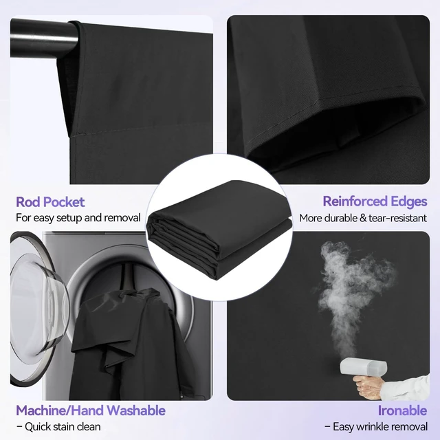 Alt view image 4 of 7 - EMART 7x10 FT Photo Backdrop Stand Kit with 6x9FT Black Backdrop, Studio | Background Stand Backdrop-Black, 6Clamps&Clip, 2Sandbsgs for Photography Studio, Video Recording, Live Stream, Zoom, Portrait