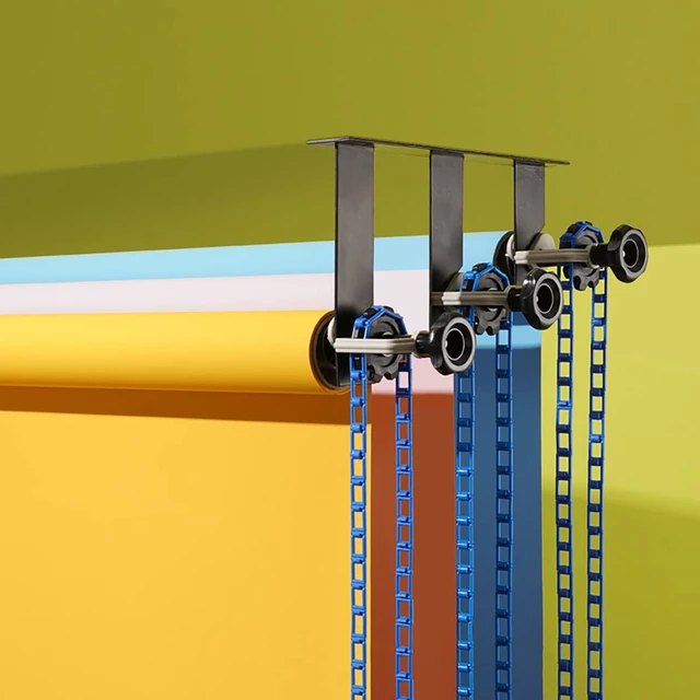 Alt view image 4 of 7 - ZLY 3 Roller Backdrop Wall Mount Manual Background Support Ceiling Holder | Backdrop Roller System for Home Studio Live Stream Game Video, Including 2 Double Hooks, Expand Bars,3 Chains,Eight Screws
