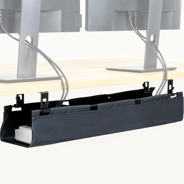 Main image of VIVO Screw-on Fold-Down Fabric Cable Management Tray, 31", Holds 11 lbs | Under Desk, Wire Concealer, Power Strip Storage, Workspace Organization, Easy Fold Down Access, Black, DESK-AC31F-S