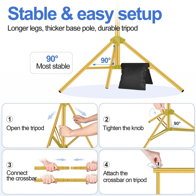 Alt view image 5 of 6 - EMART Backdrop Stand 10x7FT Adjustable Back Drop Stand for Party -Gold | Background Stand Backdrop with 8 Clamps, 2 Sandbags for Photography, Wedding, Baby Shower, Events Decoration, Photo Studio