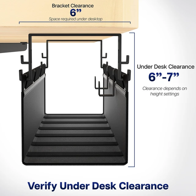 Alt view image 6 of 7 - VIVO Screw-on Fold-Down Fabric Cable Management Tray, 31", Holds 11 lbs | Under Desk, Wire Concealer, Power Strip Storage, Workspace Organization, Easy Fold Down Access, Black, DESK-AC31F-S