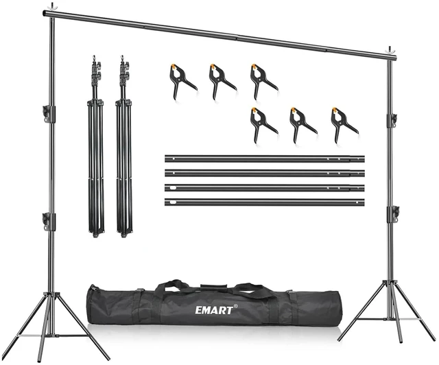 Main image of EMART 10x8.5Ft Heavy Duty Backdrop Stand Adjustable Banner Stand for Photo | Background Stand Backdrop with 6 ClampsBack Drop Stand for Party, Photo Studio, Wedding, Birthday, ExhibitionsPhotography