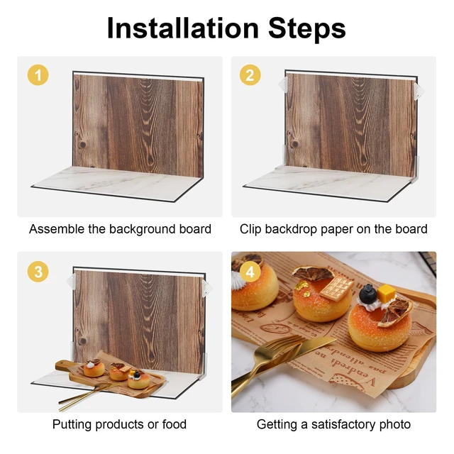 Alt view image 7 of 7 - Meking 9Pcs 18Patterns Small Product Photography Backdrop Kit | Photo Backdrop Board for Food Photography - Double-Sided Tabletop Photography Backdrop, 16x11.5inch