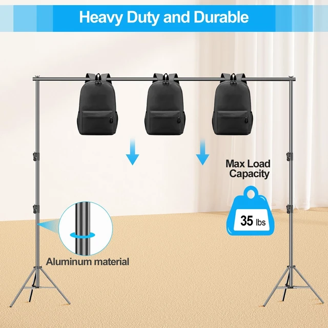 Alt view image 4 of 7 - EMART 10x8.5Ft Heavy Duty Backdrop Stand Adjustable Banner Stand for Photo | Background Stand Backdrop with 6 ClampsBack Drop Stand for Party, Photo Studio, Wedding, Birthday, ExhibitionsPhotography