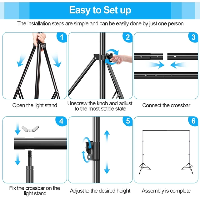 Alt view image 6 of 7 - EMART 10x8.5Ft Heavy Duty Backdrop Stand Adjustable Banner Stand for Photo | Background Stand Backdrop with 6 ClampsBack Drop Stand for Party, Photo Studio, Wedding, Birthday, ExhibitionsPhotography