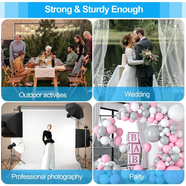 Alt view image 7 of 7 - EMART 10x8.5Ft Heavy Duty Backdrop Stand Adjustable Banner Stand for Photo | Background Stand Backdrop with 6 ClampsBack Drop Stand for Party, Photo Studio, Wedding, Birthday, ExhibitionsPhotography