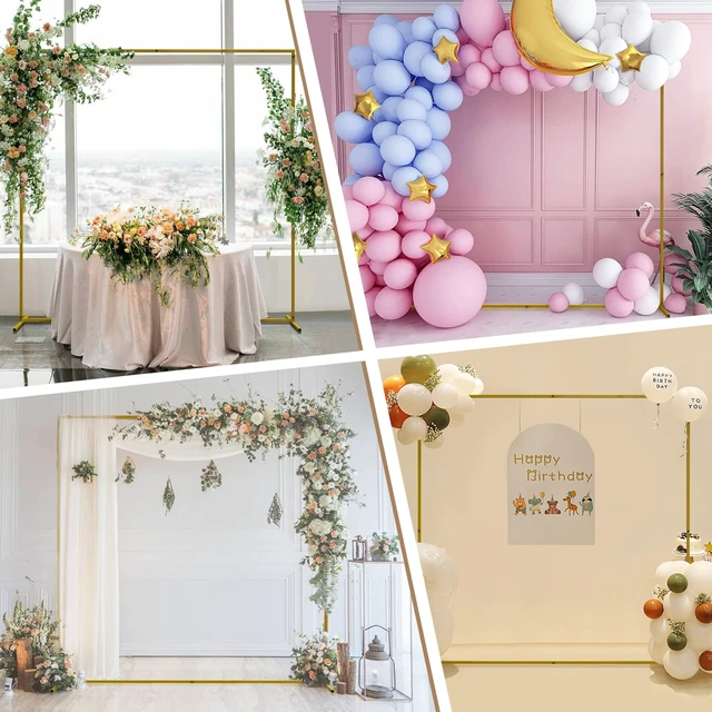 Alt view image 6 of 7 - Wokceer Square Backdrop Stand Gold Metal Wedding Arch Stand 6.6FT x 6.6FT | Square Arch Balloon Arch Frame for Wedding Ceremony Birthday Party Baby Shower Anniversary Photo Booth Background Decor