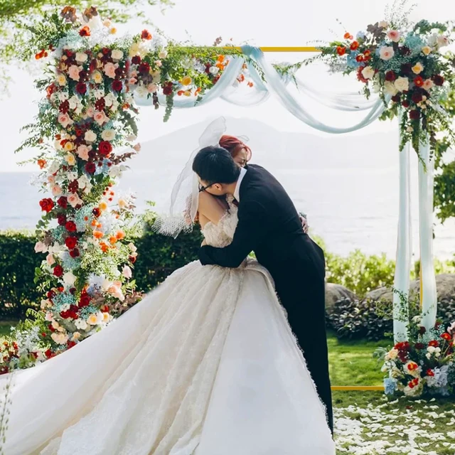 Alt view image 7 of 7 - Wokceer Square Backdrop Stand Gold Metal Wedding Arch Stand 6.6FT x 6.6FT | Square Arch Balloon Arch Frame for Wedding Ceremony Birthday Party Baby Shower Anniversary Photo Booth Background Decor
