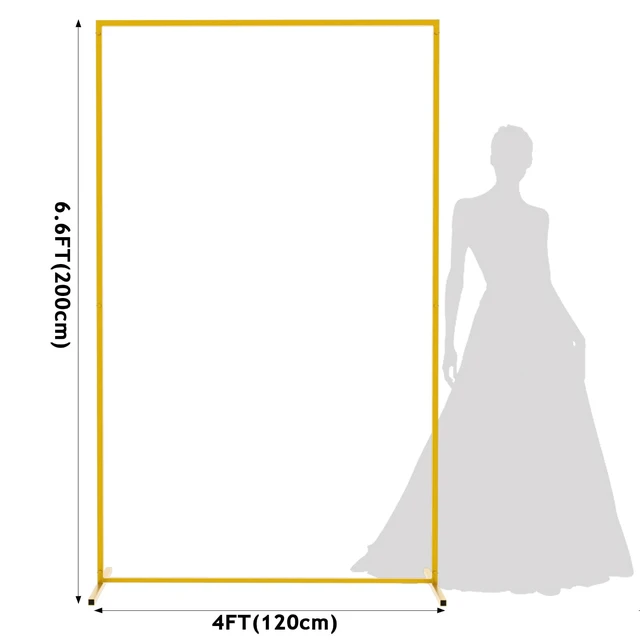 Alt view image 2 of 6 - Asee'm 6.6FTx4FT Gold Wedding Arch Backdrop Stand Square Metal | Rectangular Backdrop Frame Square Balloon Arch Stand for Ceremony Party Photo Baby Shower Anniversary Floral Arbor Decor