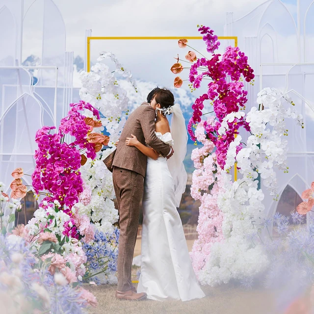 Alt view image 4 of 6 - Asee'm 6.6FTx4FT Gold Wedding Arch Backdrop Stand Square Metal | Rectangular Backdrop Frame Square Balloon Arch Stand for Ceremony Party Photo Baby Shower Anniversary Floral Arbor Decor