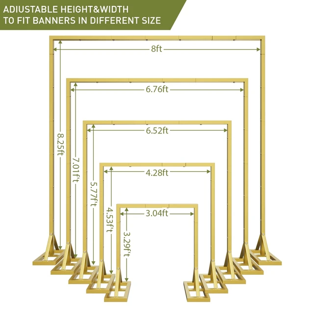 Alt view image 2 of 7 - OGEMXU 8.2FT Backdrop Stand, Square Wedding Arch & Balloon Stand, Gold | Sturdy Metal Construction,Party Decorations for Ceremony, Photobooth,Valentines Day,Birthday, Baby Shower