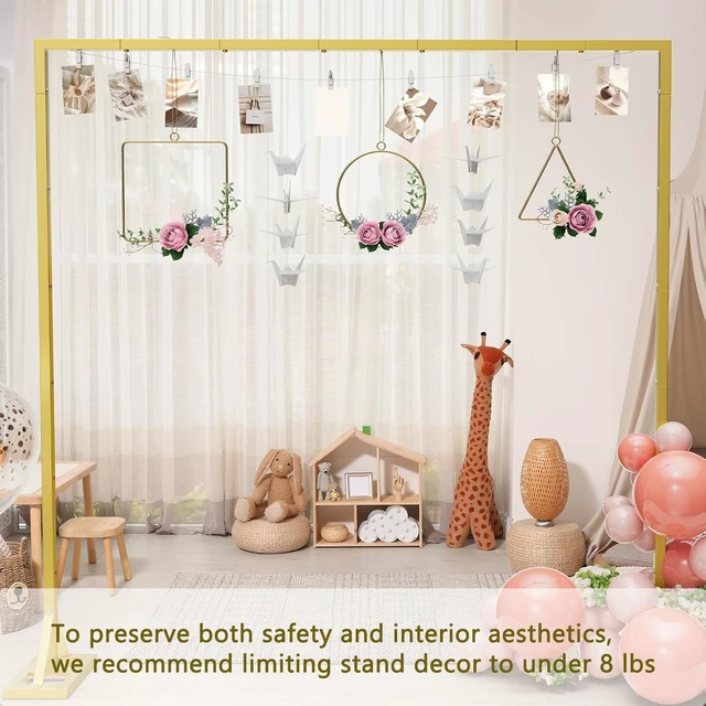 Alt view image 3 of 7 - OGEMXU 8.2FT Backdrop Stand, Square Wedding Arch & Balloon Stand, Gold | Sturdy Metal Construction,Party Decorations for Ceremony, Photobooth,Valentines Day,Birthday, Baby Shower